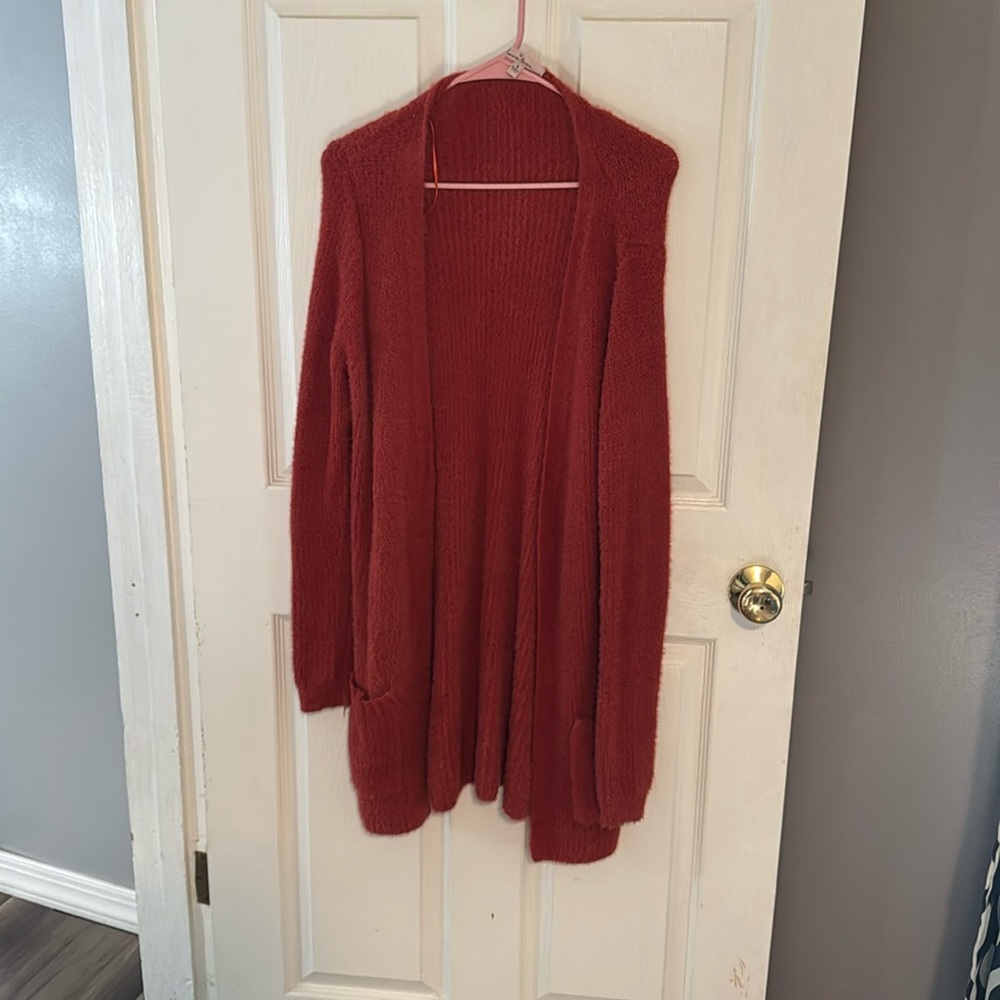 Super soft long open sweater with pockets